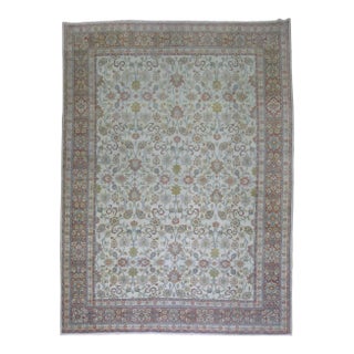 White Antique Persian Traditional Kashan Wool Oriental Rug For Sale