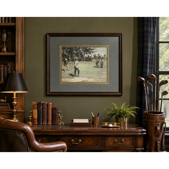 Vintage a.b. Frost “A Long Putt” Golf Lithograph Print, Framed For Sale - Image 4 of 4
