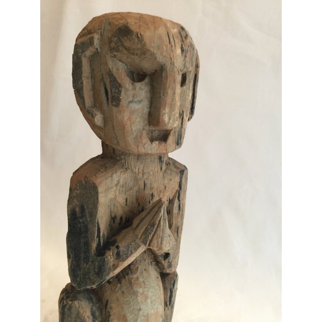 Figurative Antique Nepalese Ancestor Guardian in Namaste Gesture For Sale - Image 3 of 4