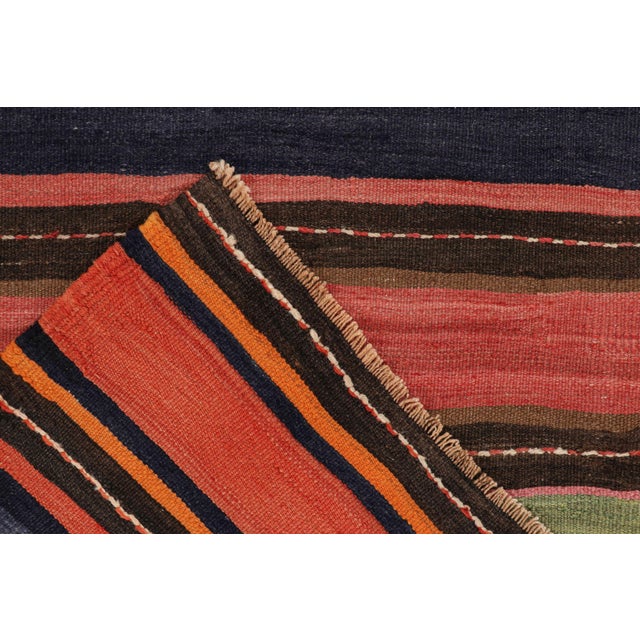 Textile 1950s Vintage Persian Bidjar Kilim in Colorful Polychromatic Stripes by Rug & Kilim For Sale - Image 7 of 7