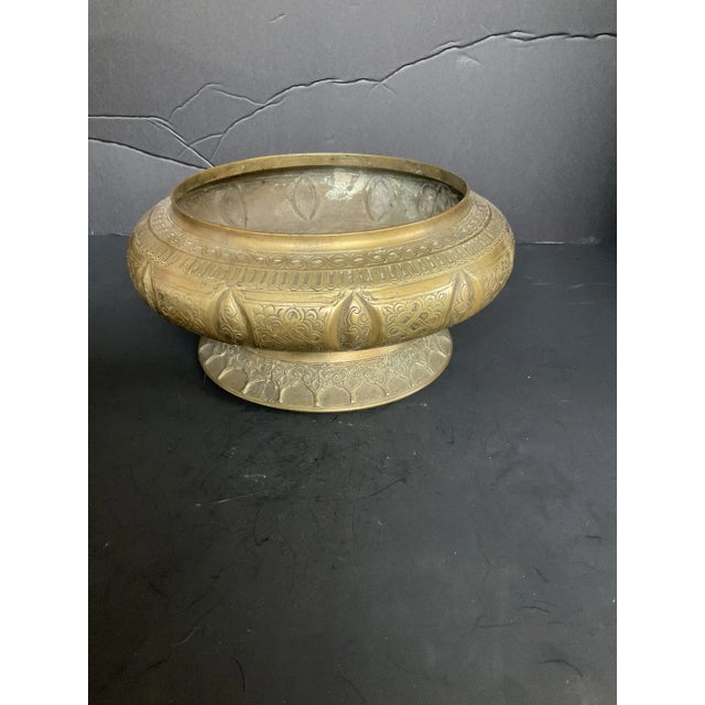 Antique Middle East Brass Bowl For Sale - Image 4 of 9