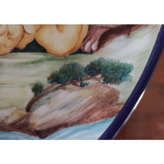 1971 Signed Large Hand Painted Italian Decorative Plate For Sale - Image 4 of 11