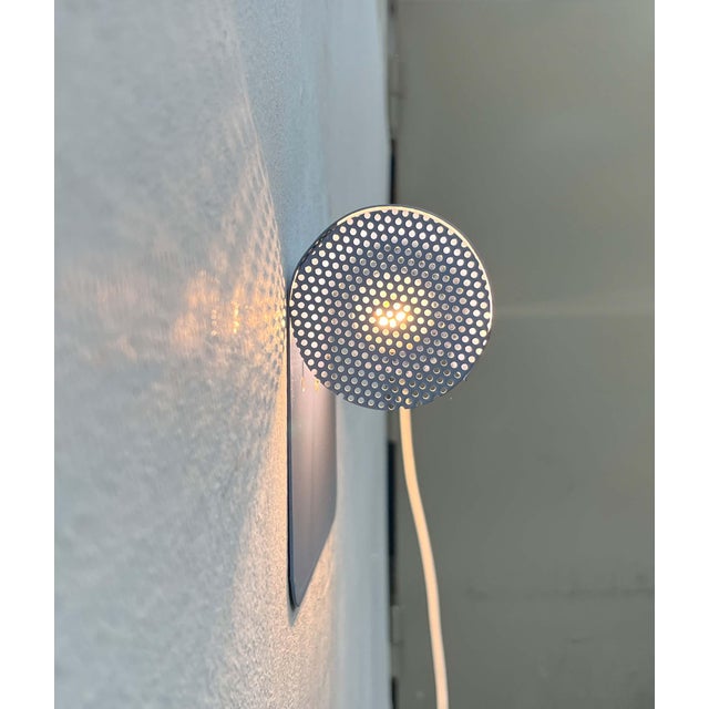 Danish Postmodern Light Blue Perforated Metal Pendant from Abo Randers, 1980s For Sale - Image 9 of 18