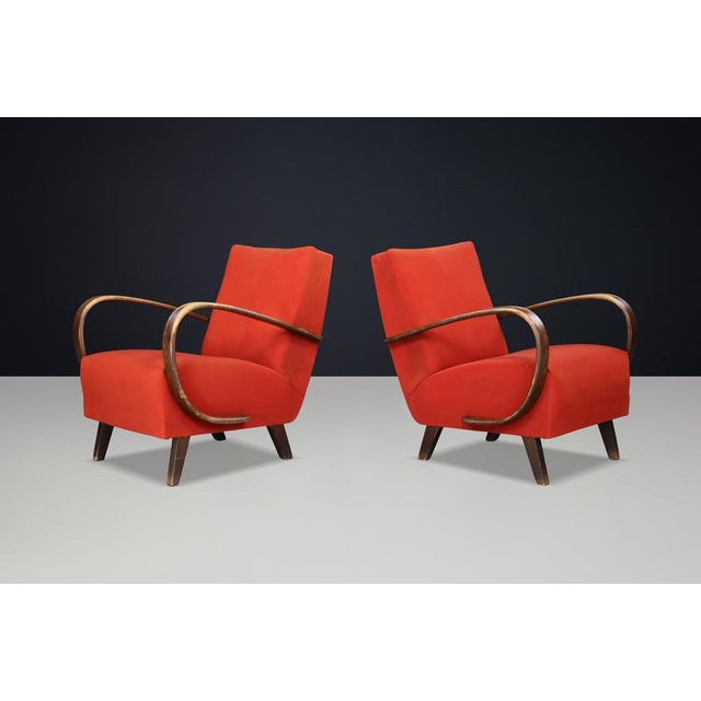 Bentwood Lounge Chairs by Jindřich Halabala, Czechoslovakia, 1940, Set of 2 For Sale - Image 16 of 17