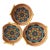 Set of Three Hand Painted Mandala Flower Pattern Rattan Round Trays With Handles For Sale