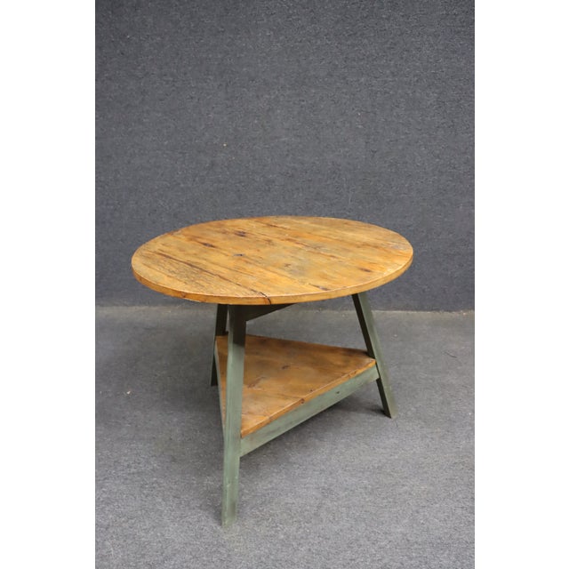 French Country French Country Pine Coffee Table With Painted Trestle Base For Sale - Image 3 of 14