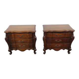 Stanford French Large Solid Cherry Nightstands Bedside End Tables a Pair For Sale