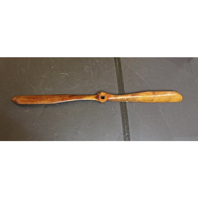 Circa 1920s-1930s vintage prop airplane propeller, Anglo-American. Mahogany. With a keyway slot on the center bore & faint...