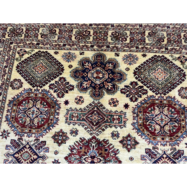 Cream Kazak Tribal Wool Rug With Medallions, 5'4" X 7'4" For Sale - Image 9 of 14