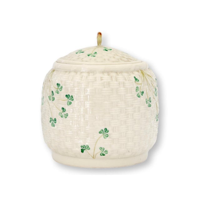 Mid 20th Century Irish Belleek Shamrock Biscuit Barrel For Sale - Image 5 of 5