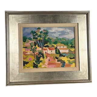 Original Jessie Mackay "Bonvillet" France Expressionist Oil Painting – Silver Gilt Frame For Sale