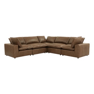 Cali Brown Leather Modular L-Sectional For Sale