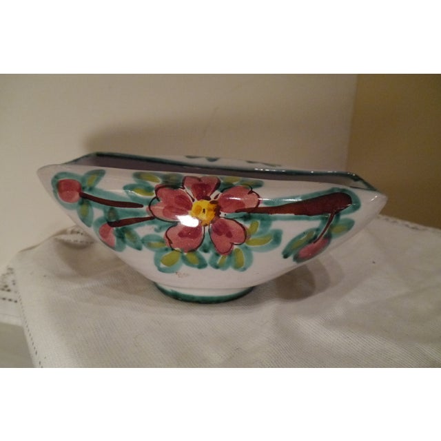 Vintage Mid 20th Century Rolled Bowl / Vase Tito Corti T.C. Italy Art Pottery Flowers For Sale - Image 4 of 12