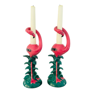 Pink Flamingo Candlestick Holders