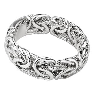 14K White Gold Byzantine Style Classic Wedding Ring Band Estate For Sale