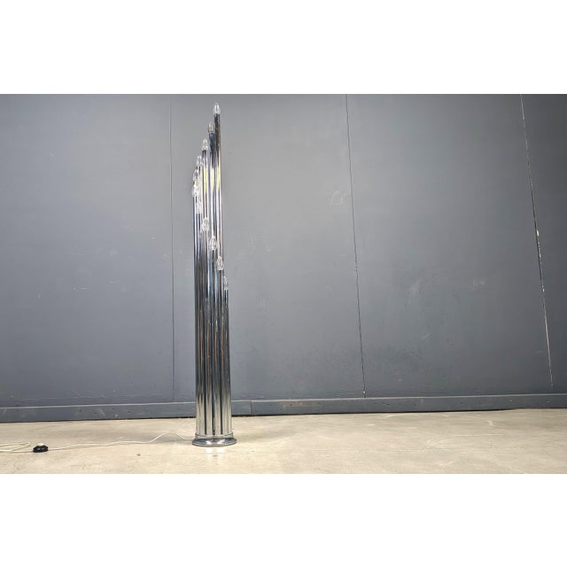 Modernist design chrome floor lamp made from chrome with 12 light points. Beautiful, timeless design, very much in the...