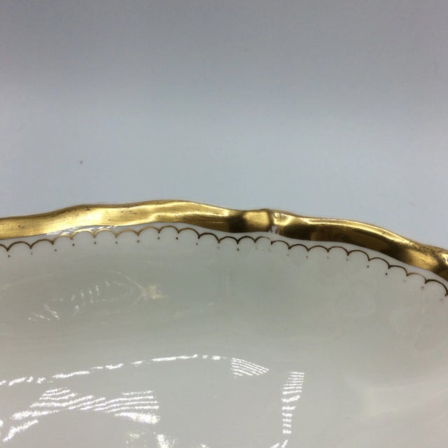 White K P M Divided Dish With Gold and Acanthus Leaves Handle Antique For Sale - Image 8 of 12