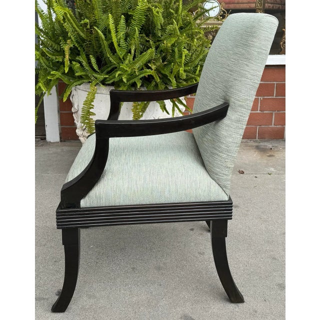 J. Robert Scott Art Deco J. Robert Scott Black Lacquer Arm Chair For Sale - Image 4 of 6