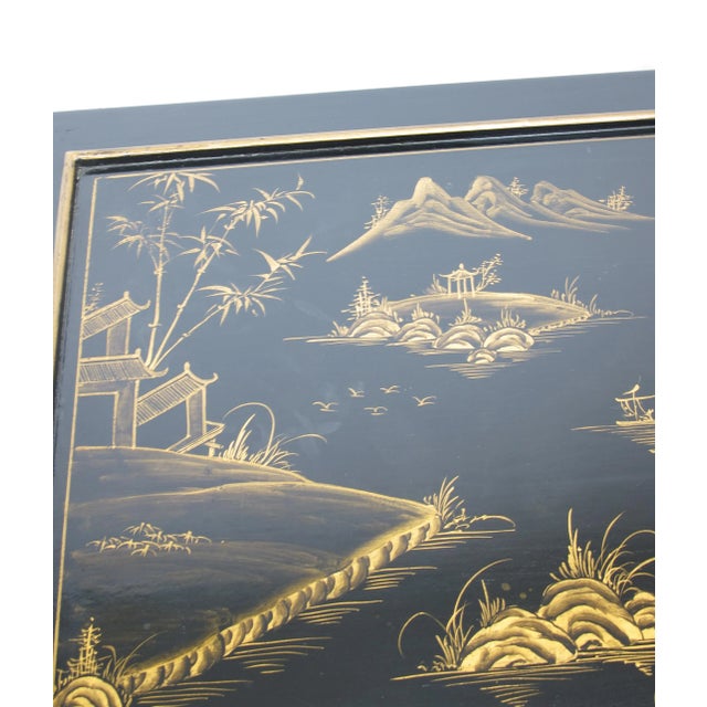 Black Gilded Chinoiserie Style Side Table For Sale - Image 8 of 13