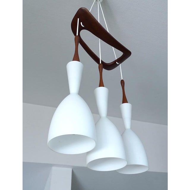 Vintage Pendant Light in Teak and Glass from Rispal For Sale - Image 14 of 18
