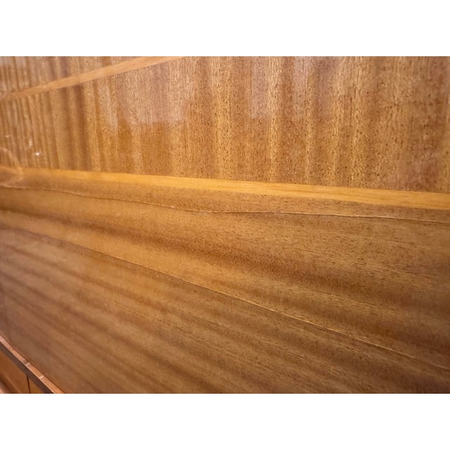 1960s Mid-Century Modern French Mahogany Sideboard Credenza With Brass Accents For Sale - Image 12 of 12