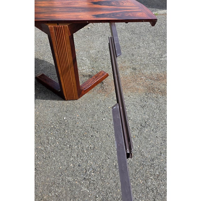 Mid 20th Century Danish Modern Rosewood 2 Leaf Dining Table For Sale - Image 10 of 13