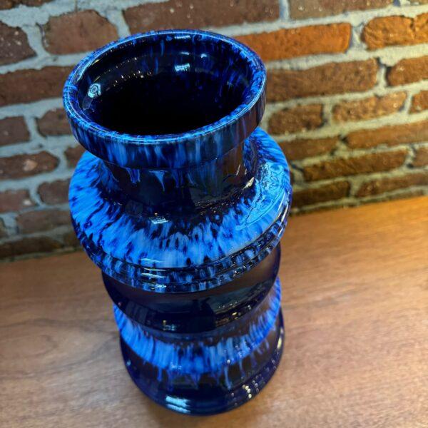 Tall West German Blue Ceramic Vase, 1970s For Sale - Image 4 of 5