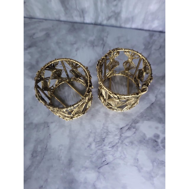 Abstract Brass Brutalist Wire Candle Holders For Sale - Image 3 of 9