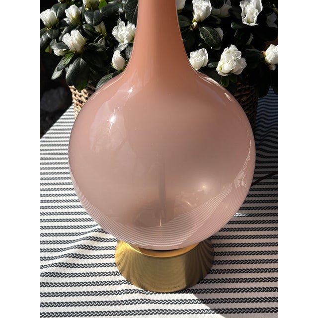 Mid-Century Italian Murano Style Blush Pink Opaline Glass Lamp For Sale - Image 12 of 18