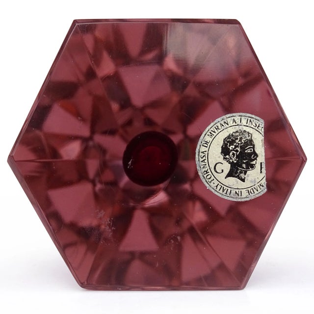 Glass Murano Purple Red Core Italian Art Glass Color Changing Obelisk Pyramid Vintage Paperweight Sculpture For Sale - Image 7 of 7