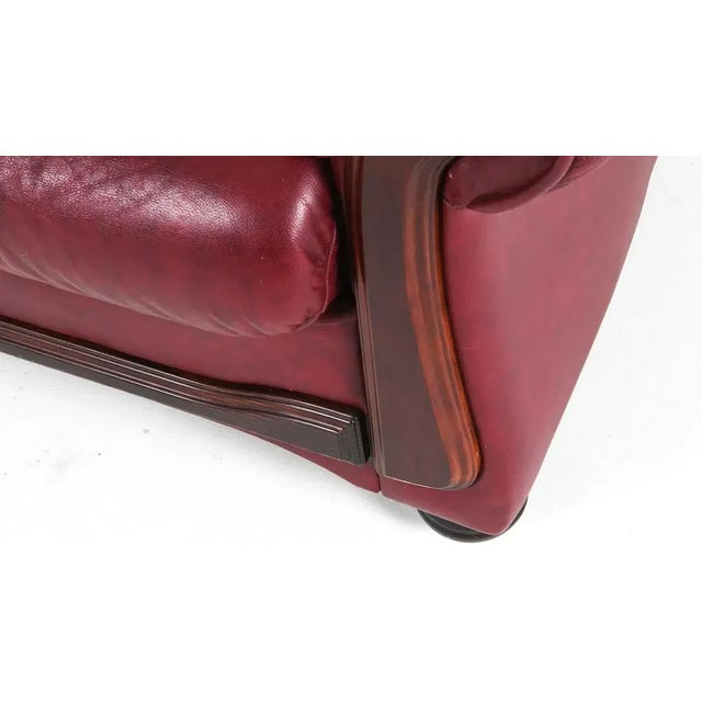 Brick Red Pair Leather Lounge Chairs Scandinavian Mid Century Modern For Sale - Image 8 of 9