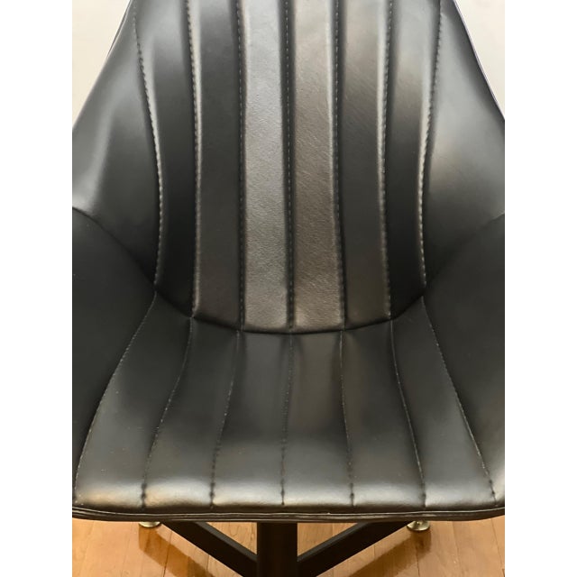 Black 1970s Vintage Modern Black Faux Leather Swivel Bucket Lounge Chair For Sale - Image 8 of 12