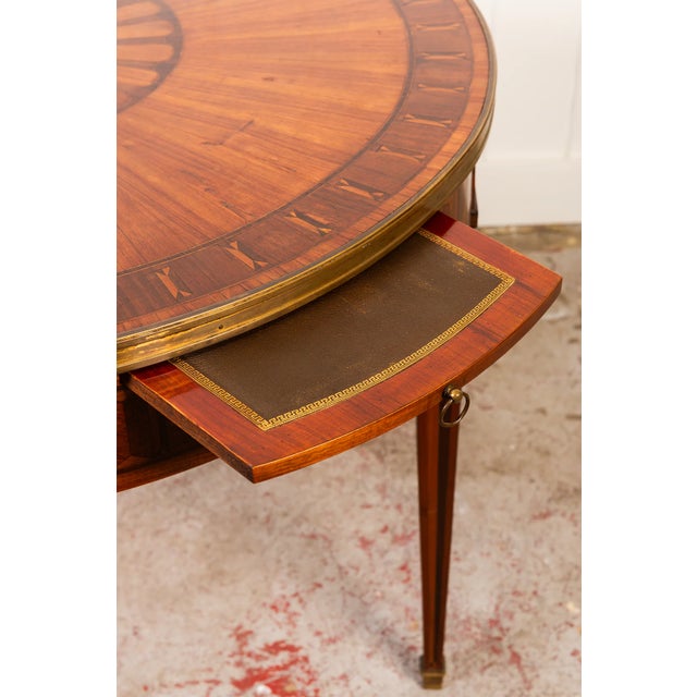 Animal Skin 19th Century French Circular Inlaid Centre/Side Table With Side Sliders For Sale - Image 7 of 9