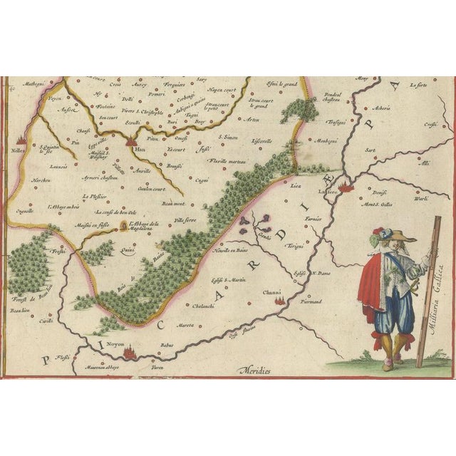 Paper Antique Map of Vermandois and La Capelle from Blaeu, France, 1642 For Sale - Image 7 of 9
