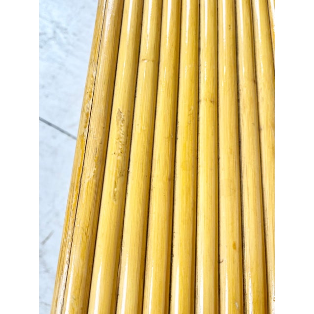 Wood Vintage Split Reed Rattan Square Coffee Table For Sale - Image 7 of 9