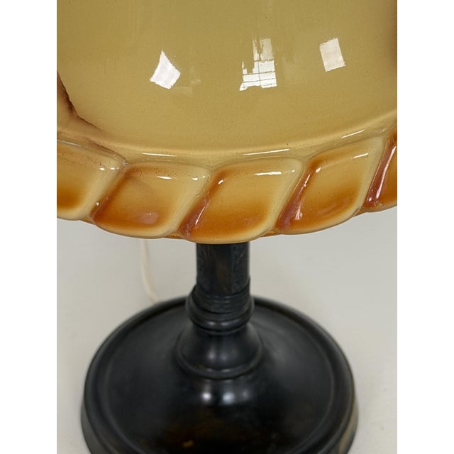 Art Deco Scandinavian Table Lamp with Amber Glass Shade For Sale - Image 6 of 14