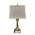 Vintage Stiffel Polished Brass Table Lamp With New Linen Shade For Sale