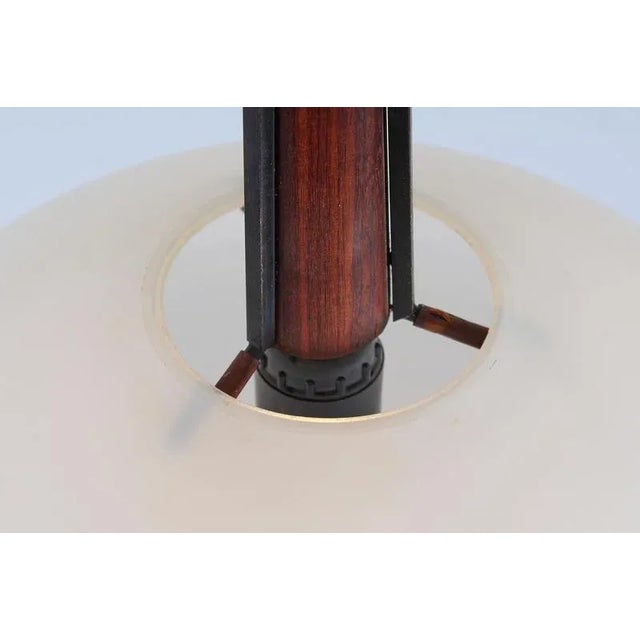 White Mid-Century Modern Italian Suspension Lamp in Wood and Frosted Glass, 1960s For Sale - Image 8 of 14