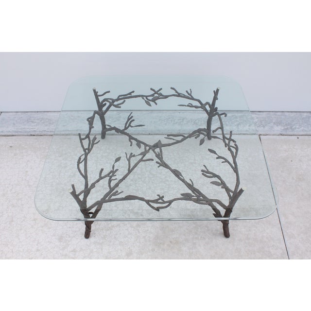 1980s Handcrafted Wrought Iron "Tree Branch" Coffee Table in the Style