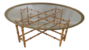 Vintage Faux Bamboo Wood Coffee Table