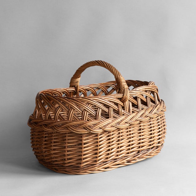 Vintage Wicker Basket, 1930s For Sale - Image 4 of 9