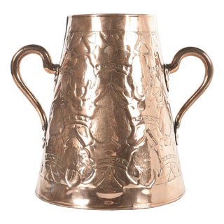 Vintage Copper Handles Vase For Sale