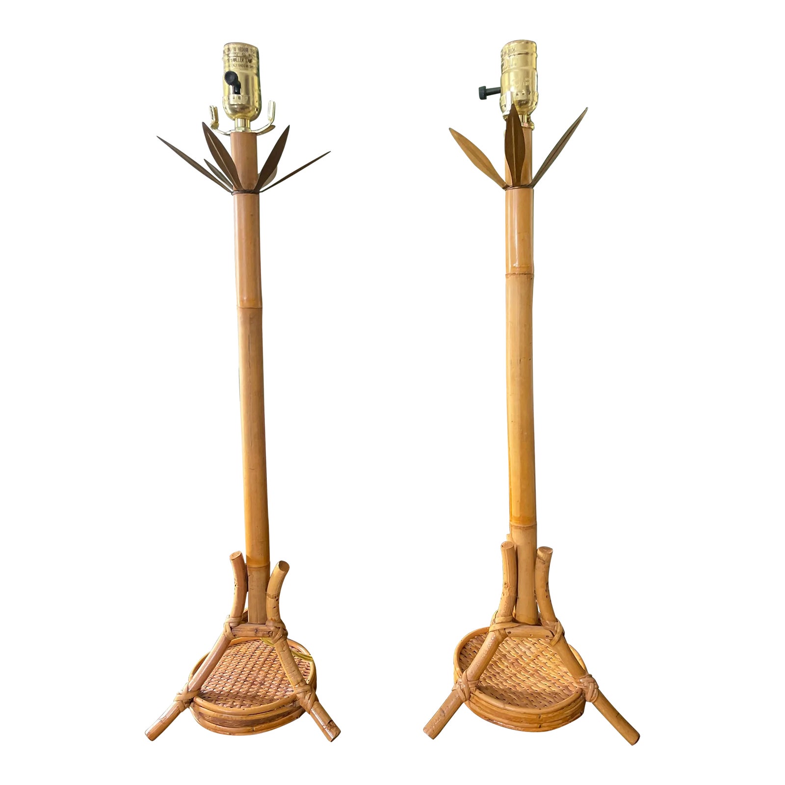 1990s Pencil Reed Buffet Lamps - a Pair | Chairish