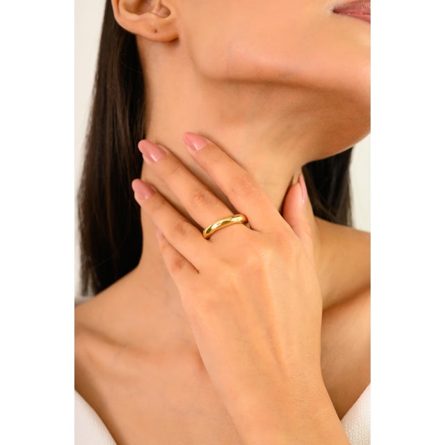 Gold-Plated Textured Daily Wear Band for Women- Size 7 For Sale - Image 6 of 8