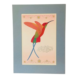 1970s Horacio Fuego Ecuador Watercolor of Himmingbird For Sale