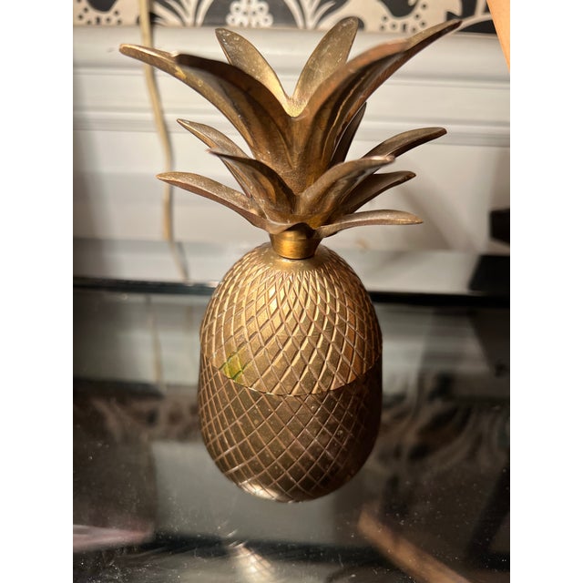 Shabby Chic Vintage Brass Pineapple Box For Sale - Image 3 of 7