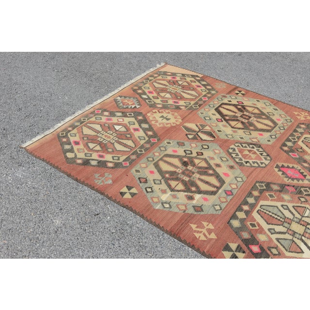 1960s Turkish Rustic Style Geometric Design Vintage Kilim Rug For Sale In Sacramento - Image 6 of 13