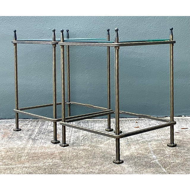 Brass Vintage Claudio Rayes Brass Side Tables - A Pair For Sale - Image 8 of 12