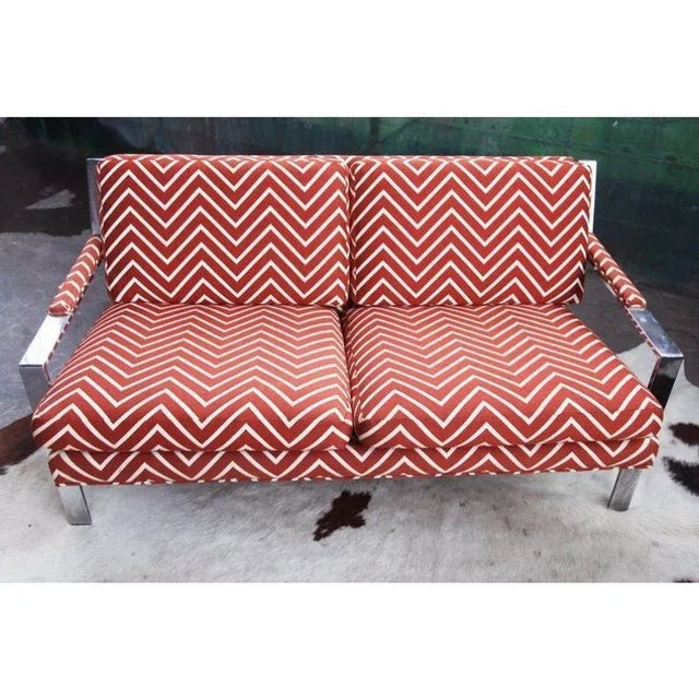 Iconic, very sought after and hard to find cy mann, extremely rare loveseat / sofa in chrome and cool upholstery. Clean,...