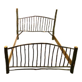 Rustic Amish King Sized Log Bed Frame For Sale